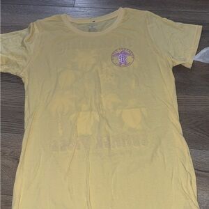 Simply Southern Pale Yellow Tee with Small Lavender Logo